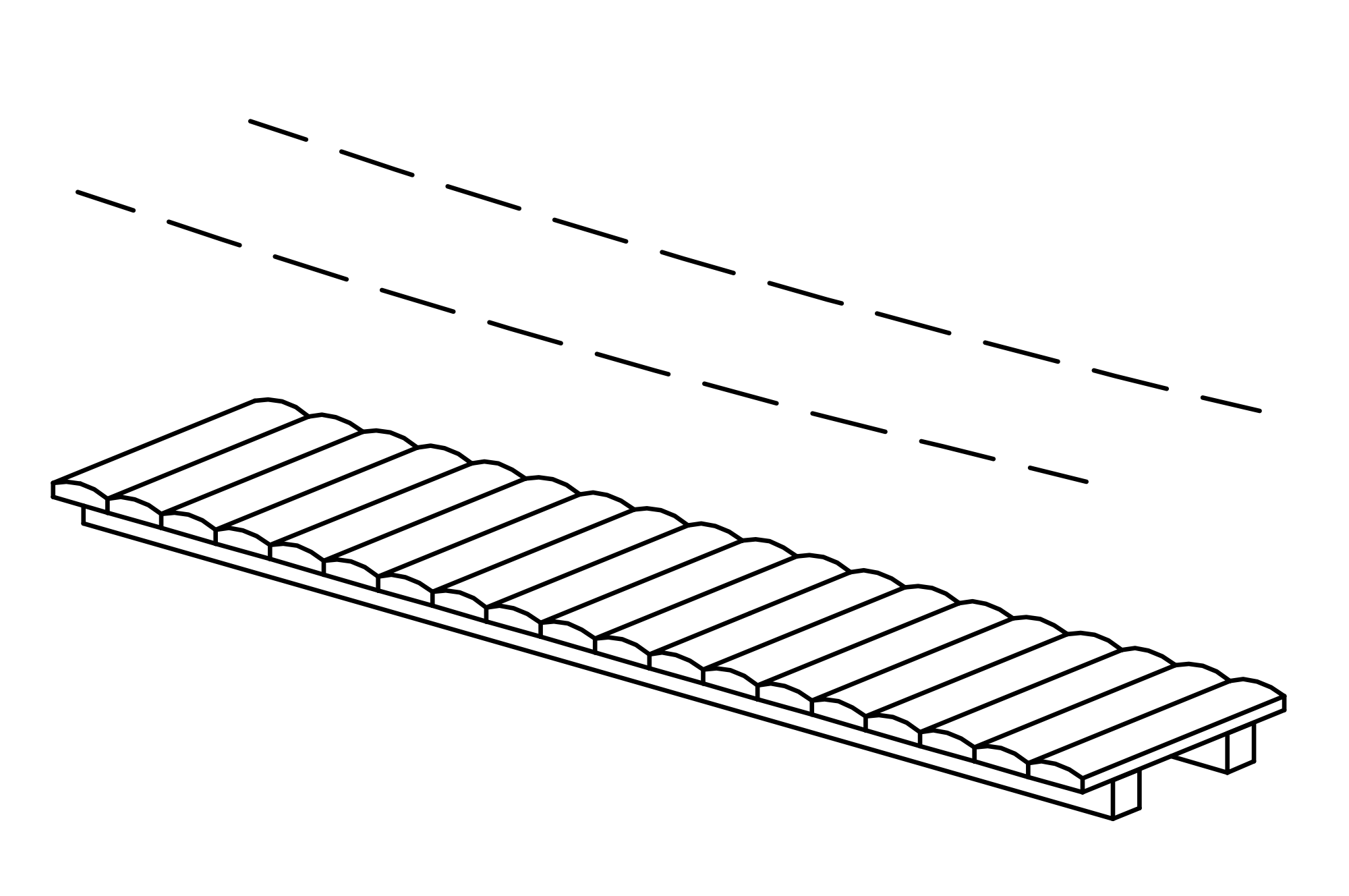 Bridge with chain handrail, length = 5 m