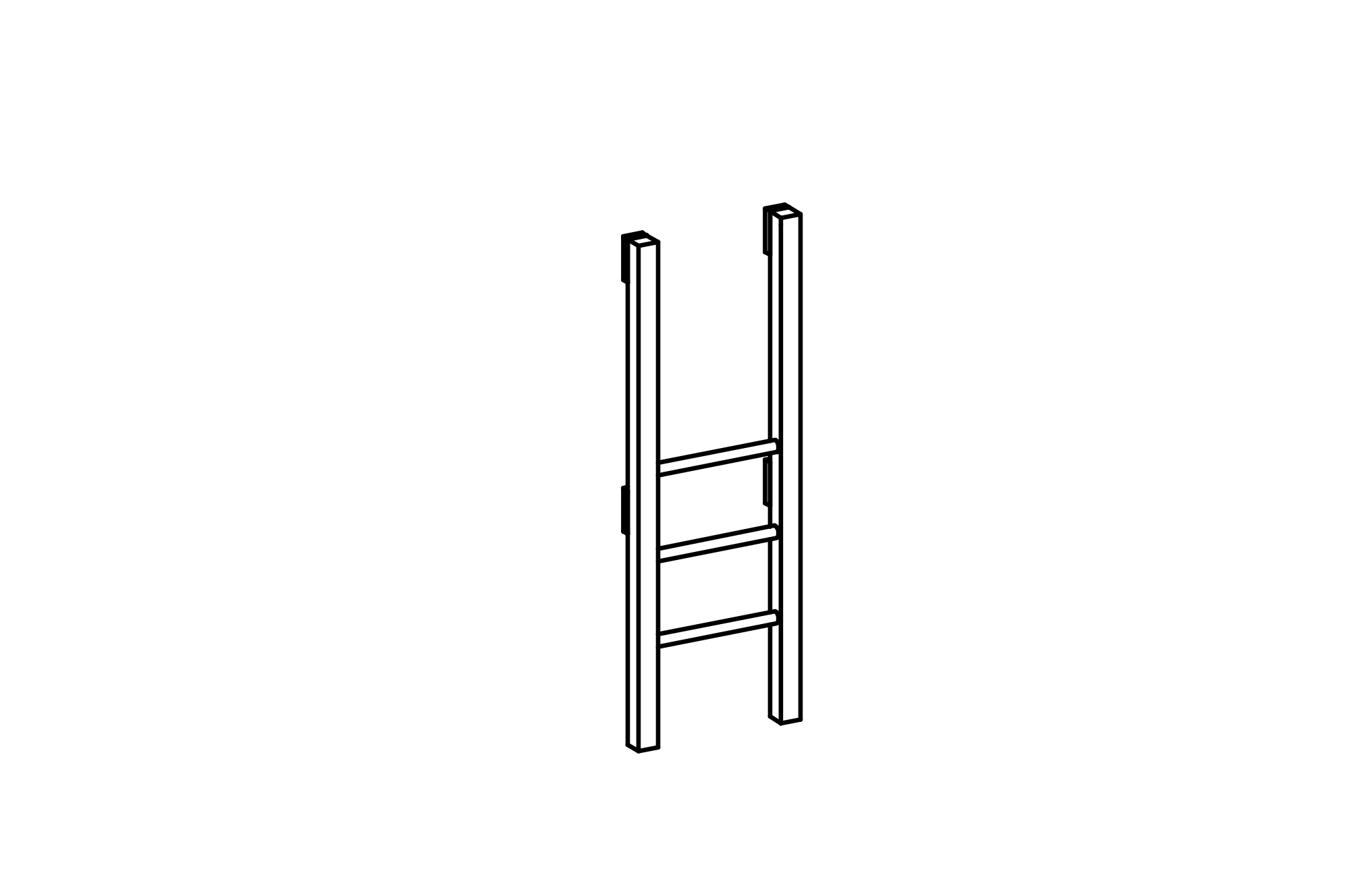 Ladder for Platforms, attachment to long side, height = 1 m