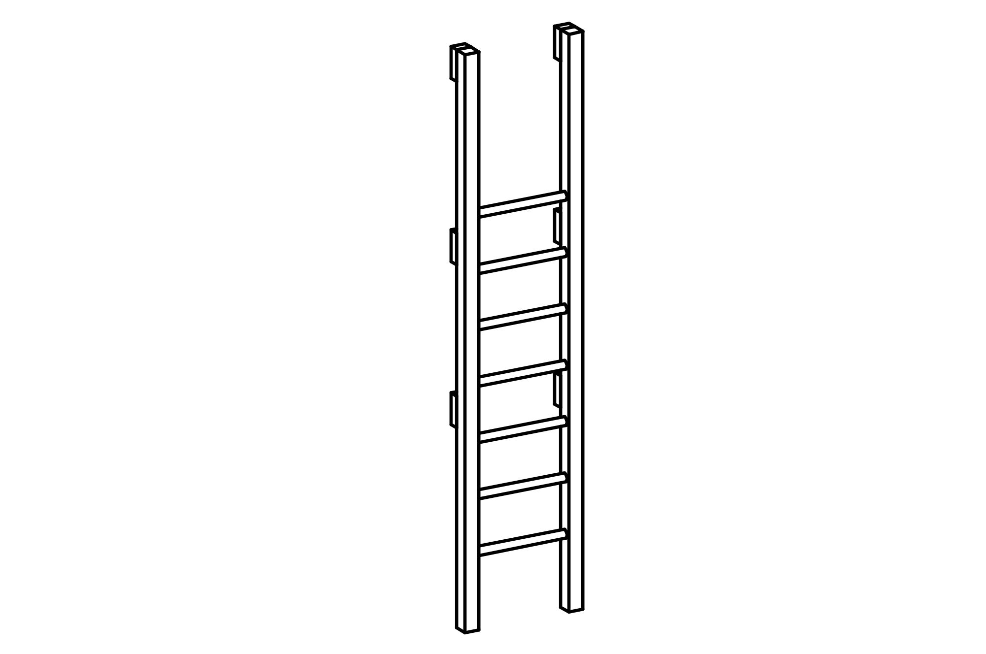 Ladder for Platforms, attachment to short side, height = 2 m
