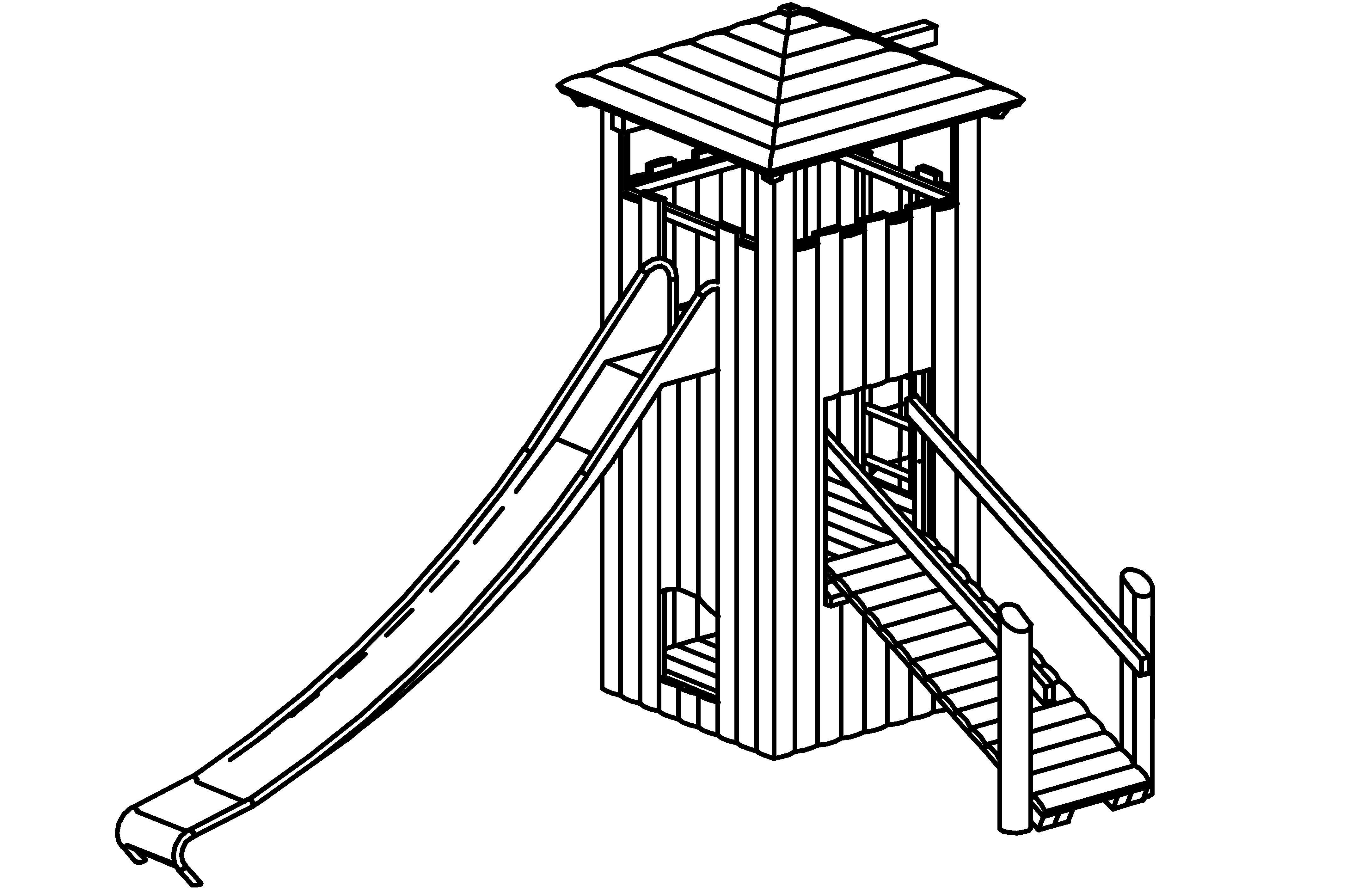 Tower Combination 30, made of larch all elements with steel feet